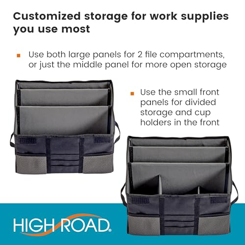 High Road Carganizer Front Seat Car Office Organizer and Mobile Office Work Truck Organizer with Filing Dividers and Desk Top Cover | Front Seat