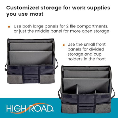 High Road Carganizer Front Seat Car Office Organizer and Mobile Office Work Truck Organizer with Filing Dividers and Desk Top Cover | Front Seat
