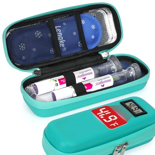 EVA Insulated Cooler Travel Case for Mounjaro Injector Pens, 2 TSA Approved Ice Pack, Real-Time Temperature Display, Medication Cooler for Travel & Daily Use - color: Compatible With Mounjaro Pens