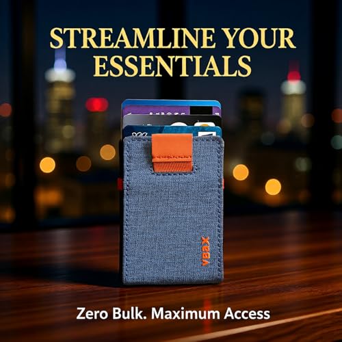 RFID Minimalist Slim Wallet for Men and Women, Holds Up to 12 Cards, Cash, Key Thin and Lightweight Credit Card Holder (Blue Microfiber – Ember Edition) - color: Blue Microfiber – Ember Edition