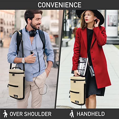 opux Wine Bag 2 Bottle Wine Tote Carrier, Insulated Wine Cooler Bag for Travel Picnic, Leakproof Portable Bottle Padded Case, Wine Gifts For Women Men Wine Lovers Christmas, Cream Beige - color: Cream Beige