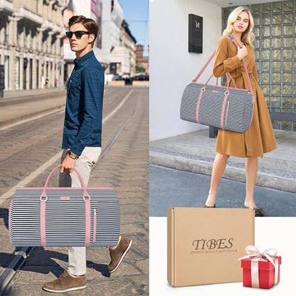 Convertible 2-in-1 Garment Bags for Travel, Carry On Garment Duffle Bag With Shoe Compartment Large Weekender Bag for Women Men Hanging Suitcase Suit Travel Duffel Overnight Bags 4pcs Set - color: Black White Stripe