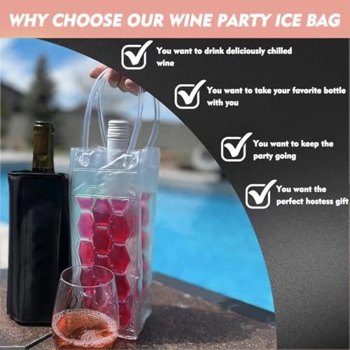 Ice Wine Bag, Wine Chiller, Wine Cooler Refrigerator, Wine Fridge, Wine Bottle Chiller Cooler for Red White Champagne or Sparkling. Set 2 (Pink Wine Bag) - style: Pink Wine Bag