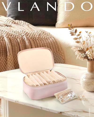 VLANDO Jewelry Travel Case,Gifts for Women,Travel Jewelry Organizer with Clear Velvet Jewelry Bags 8Pcs Zipper Pouch for Women Girl Gift-Pink - color: C.8PCS Pink