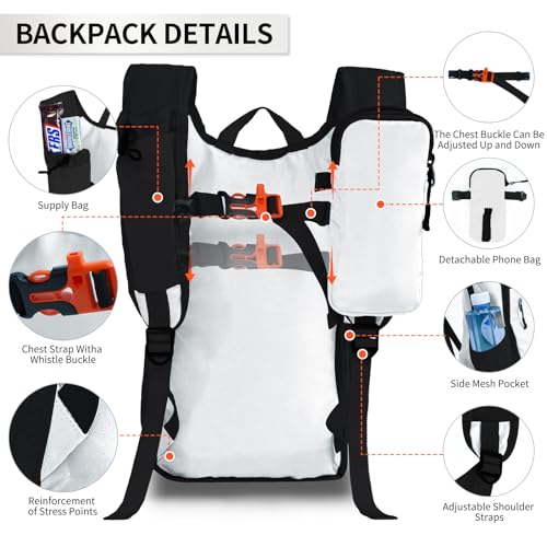 Hiking Backpack 10L/15L Small Daypack Lightweight Packable Travel Foldable Water Resistan for Women Men (White, 15L) - color: White, size: 15L