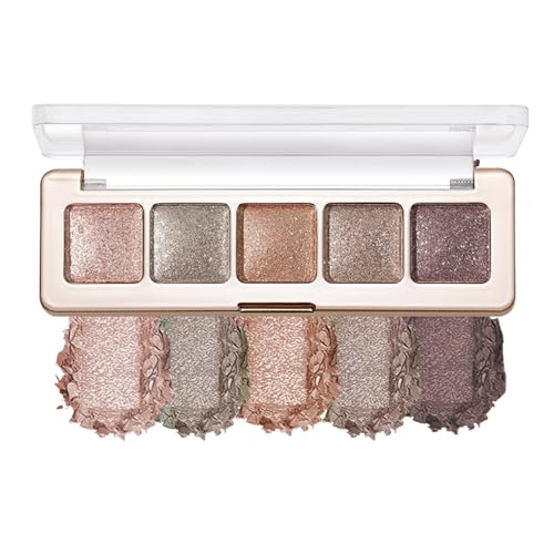 Glitter Shimmer Eyeshadow Palette – High Pigment Sparkly Metallic Eye Makeup Rose Quartz, Silver Champagne, Coral Pink, Taupe Gold & Plum Silver Shades, Long-Lasting Festival Party Eye Glitter Palette - color: C05