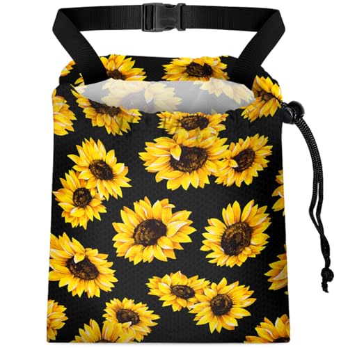 Car Trash Bag Hanging Back of Seat with Adjustable Snap Buckle Strap Cute Printed Drawstring Garbage Bags for Car-Sunflower - color: Sunflower Car Trash Bag