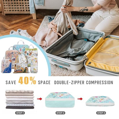 6 Set Compression Packing Cubes Compressed Storage Bags for Carry on Suitcases Packaging Luggage Bags Organizers for Travel