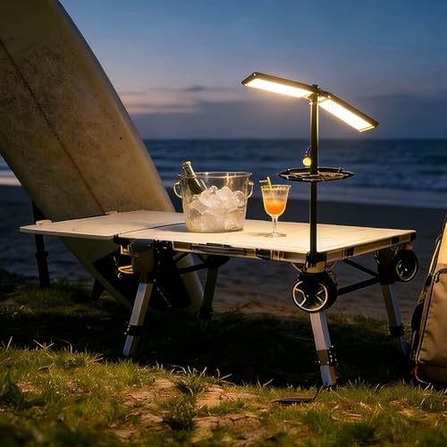 LEADALLWAY 3-in-1 Multi-Purpose Camping Table with Lamp Bracket