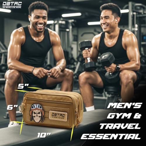 DBTAC Tactical Toiletry Bag w/Electronic Organizer Compartment | Dry/Wet Separate Hygiene Bag, Expanded Travel Dopp Kit Shaving Kit Travel shower Bag for Men (Brown) - color: Elite Brown
