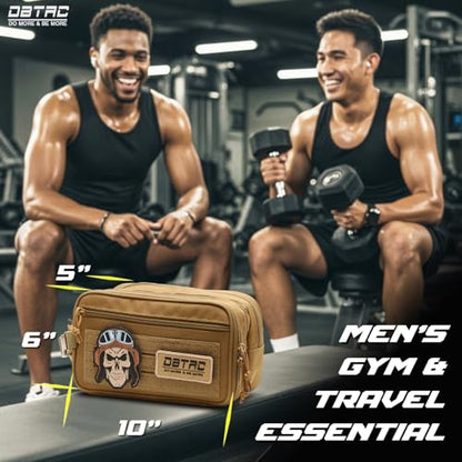 DBTAC Tactical Toiletry Bag w/Electronic Organizer Compartment | Dry/Wet Separate Hygiene Bag, Expanded Travel Dopp Kit Shaving Kit Travel shower Bag for Men (Brown) - color: Elite Brown