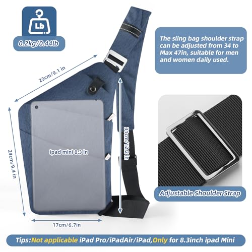 VADOO Sling Bag - Anti-theft Crossbody Shoulder Bag for Men and Women - color: Navy Blue