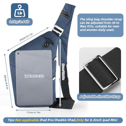VADOO Sling Bag - Anti-theft Crossbody Shoulder Bag for Men and Women - color: Navy Blue