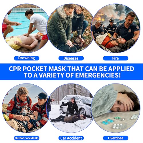 CPR Face Shield with Keyring (6 Pack), CPR Pocket Mask for Emergency Kit, First-Aid and Training with One-Way Valve by Frontline (Pink) - color: Pink