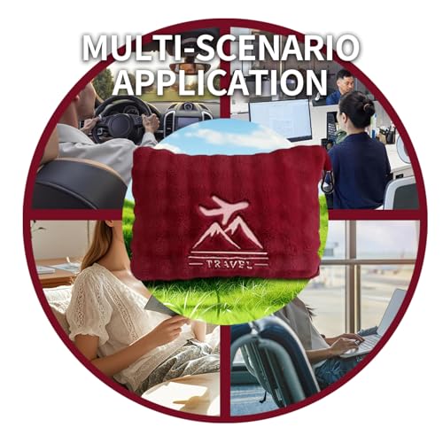 Travel Blanket and Pillow-2-in-1, Ultra-Soft&Compact,Airplane Blanket with Hand Luggage Belt and Backpack Clip,Travelers Accessories Gifts, 61x43 Inches（Burgundy） - color: Burgundy