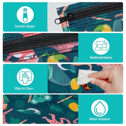 HIONXMGA TSA Approved Toiletry Bag, Set of 3 Clear Travel Toiletry Bag Quart Size Zipper Travel Pouch, Waterproof Makeup Cosmetic Bag for Women Men Kids Toiletries Carry on, Jungle Large - color: Jungle, 3 Large