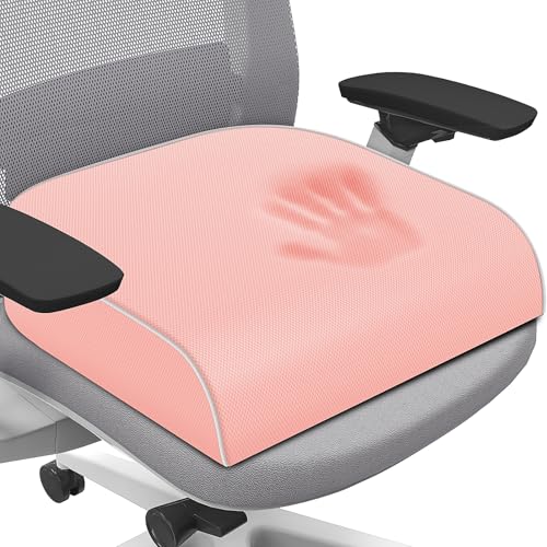 SweetSlubr Seat Cushion for Tailbone Pain Relief, Office Chair Cushion, Memory Foam Large Chair Cushion with Non-Slip Cover for Soft Support at Office Chair, Car Seat, Airplane Pink/2X-Large - color: Pink, size: 2X-Large