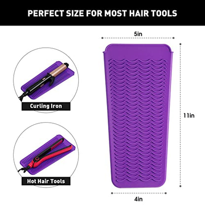 ZAXOP Resistant Silicone Mat Pouch for Flat Iron, Curling Iron,Hot Hair Tools (Purple) - color: Purple, size: 1 PACK