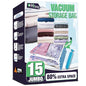 HIBAG 15 Jumbo Vacuum Seal Bags for Clothing, Vacuum Storage Bags for Clothes, Comforters, Blankets, Bedding (15J) - size: 15-Jumbo