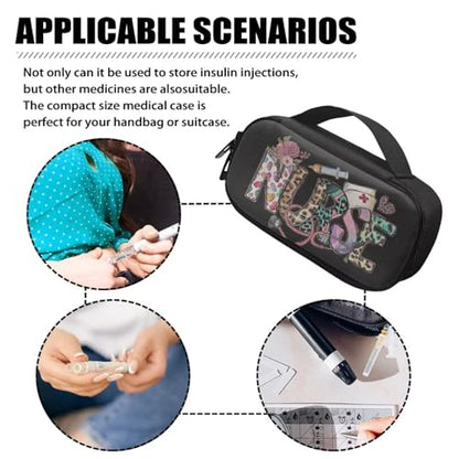 Leopard Print Insulin Cooler Travel Case for Insulin Pen Cooling Case Portable Medication Insulated Diabetic Carrying Pack for Insulin Pen Glucose Meter and Diabetic Supplies - color: Leopard Print Nurse