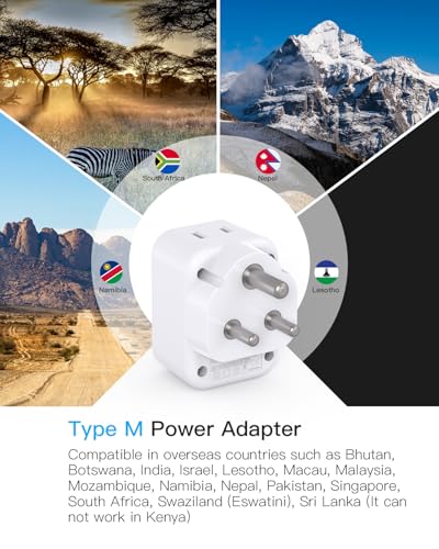 HANYCONY South Africa Travel Plug Adapter, Type M Power Adapter with 2 AC Outlets 3 USB Ports(2 USB C) for US to South Africa Botswana Namibia India Nepal Bhutan Sri Lanka - style: Type M - South Africa