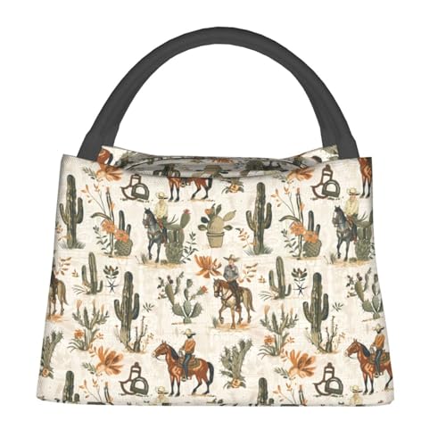 Lunch Bag for Women, Western Cowboy Insulated Lunch Box for Kids Girls, Reusable Lunch Bag for Office, Work, Picnic, Travel, School - color: Western Cowboy