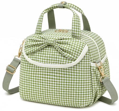 Bluboon Lunch Bag for Women, Insulated Lunch Tote with Shoulder Strap, Cute Large Lunch Box for Work, Teacher Nurse Lunch Cooler Bag for Office, Picnic, Travel (Sage Green Off White Gingham) - color: Sage Green Off White Gingham