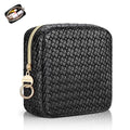 5.5" Small Makeup Bag for Purse, PU Leather Mini Cosmetics Bag with Ring Buckle, Portable Small Travel Makeup Pouch for Women, Birthday/Wedding/Christmas Gifts (Black, Mini Checkered) - color: Mini Checkered Black-5.5 inch