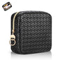 5.5" Small Makeup Bag for Purse, PU Leather Mini Cosmetics Bag with Ring Buckle, Portable Small Travel Makeup Pouch for Women, Birthday/Wedding/Christmas Gifts (Black, Mini Checkered) - color: Mini Checkered Black-5.5 inch