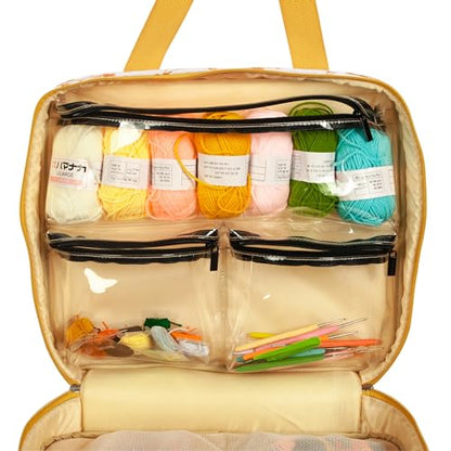 Portable Square Cross Stitch Starter Kits Bag Embroidery Project Bag Embroidery Tool Storage Tote Bag with Multifunctional Pockets, Bag Only (Bird Pattern) - color: Bird Pattern
