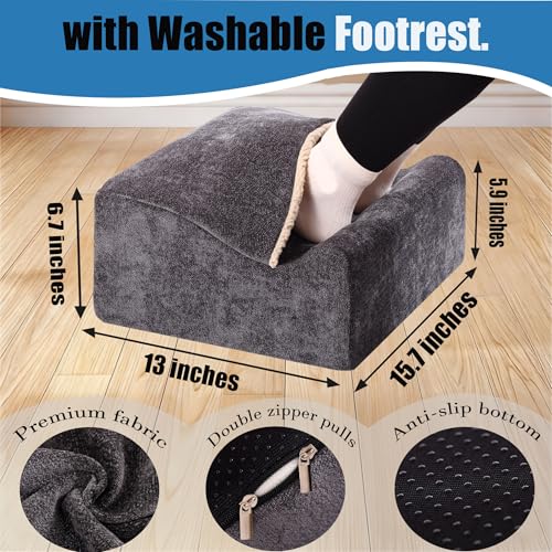 Foot Rest for Under Desk at Work, Office Footrest with Warm Feet Pocket,Ergonomic Under Desk Footrest with Washable Cover, Stool for Office Chair & Back &Pain Relief (Dark Gray+) - color: Dark Gray+