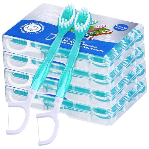 36 Pack Mini Disposable Toothbrushes – 5-in-1 Prepasted Travel Toothbrush with Toothpaste Floss & Pick for Hotel Camping Flight Car Guest Use – 9ct per Portable Case Essentials for Women Men Kids - color: 36 Pack Green Tea Flavor