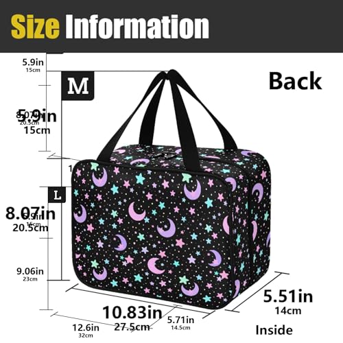 MNSRUU Hanging Toiletry Bags for Women Travel, Crescents and Stars Toiletry Organizer Portable Travel Toiletry Bags Clear Wash Bags Makeup Bag Cosmetic Bag - color: Cartoon 164