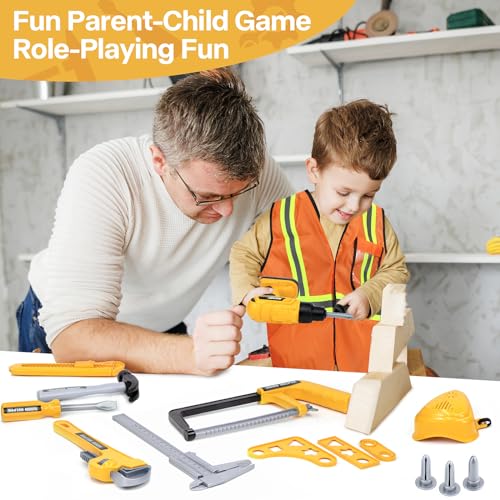 Zealous Kids Tool Set for Boys,Toddler Tool Set with Kids Tool Box & Electronic Toy Drill,Construction Pretend Play Tools for Kids,Toys for 3 4 5 Year Old Boys,Toddler Boy Toys - style: F-Play Tool Set