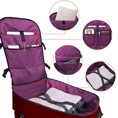 Underseat Carry-On Backpack Luggage, 15-inch Laptop Lightweight Backpack with trolley strap, Travel Commute Gym Sport, 17L Red Wine - color: Wine