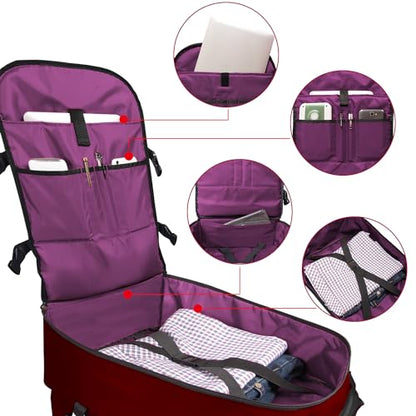Underseat Carry-On Backpack Luggage, 15-inch Laptop Lightweight Backpack with trolley strap, Travel Commute Gym Sport, 17L Red Wine - color: Wine