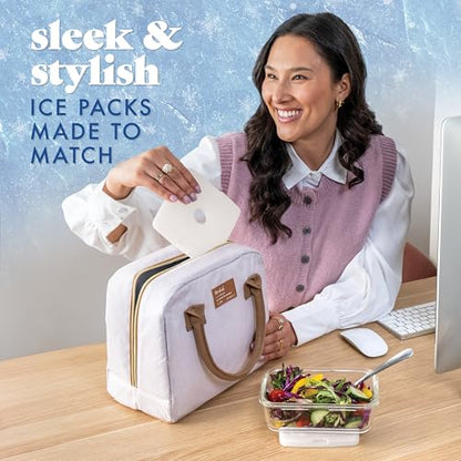 Cool Coolers by Fit & Fresh Slim Ice Packs, Quick Freeze Reusable Ice Packs for Lunch Boxes & Coolers, Long-Lasting, Space Saving Lunch Ice Packs, Ivory, 4Pk - color: Ivory (4 Pack)