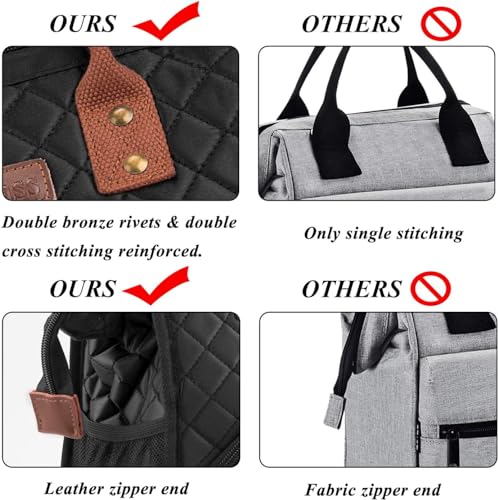 LOKASS Lunch Bag Insulated Lunch Box Wide-Open Lunch Tote Bag with Removable Shoulder Strap for Women/Men Adults Work Picnic Hiking Beach Fishing(Black) - color: Suqare Black-Starps