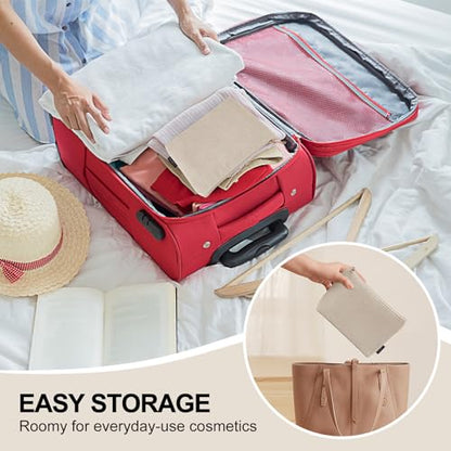 MAGEFY Makeup Bag Small Cosmetic Bag for Women - color: Beige