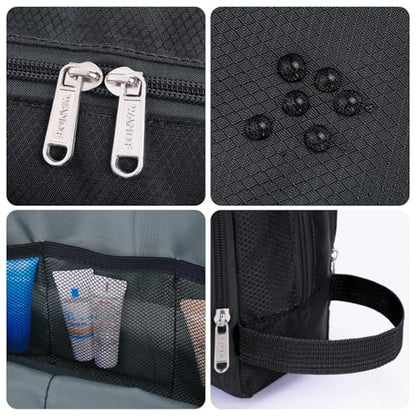 Toiletry Bag for Men Hanging Dopp Kit Water Resistant Shaving Bag Small Toiletry Bag for Traveling (Pure Black) - color: Pure Black