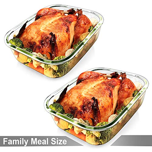 Glass Food Storage Containers Set, Large Size Containers with Lids, BPA-free Locking lids, 100% Leak Proof Glass Meal Prep Containers, Freezer to Oven Safe (2 Pack of 80oz) - color: 2 Pack of 80oz