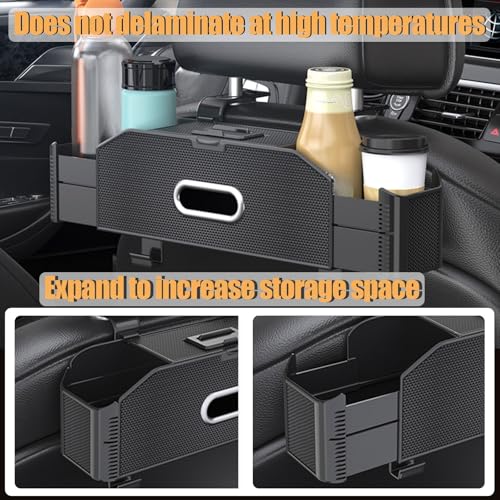 Back Seat Car Organizer,4 in 1 Multifunctional Car Back Seat Storage Box with Trash Can Drink Cup Holder Tissue Box, for Hold Phone,Snacks, Drinks, Handbag-Grid - color: Gird