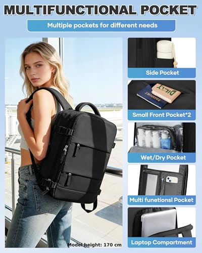 VGCUB Vacuum Backpack Travel with Pump Compression Carry On Bag,Space Saver,Mochila de Viaje Compresión al Vacío Airline Approved Personal Item Vacuum System 18x14x8,Airport Vacpack Daypack Men Women - color: B15-black With Pump, style: X-large
