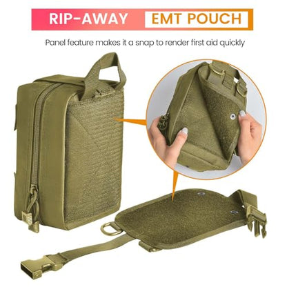 Medical Molle Pouch Tactical - 1000D Nylon First Aid Pouch, Big Capacity EMT Pouch Utility, Heavy Duty Military Grade Rip-Away Ifak Pouch for Home and Outdoor Activities（Bag Only - color: Coyote