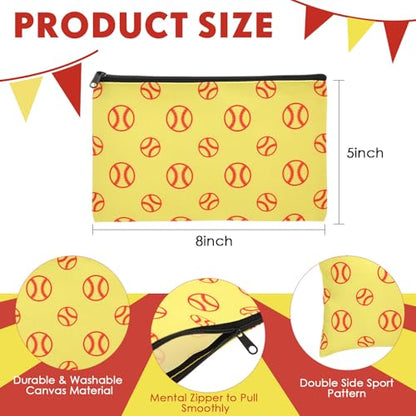 Eccliy 20 Pcs Softball Makeup Bags Bulk Sport Team Gifts Softball Cosmetic Bag Accessories for Women Toiletry Zipper Pouch Travel Canvas Gifts Stuff for Party Team Players Lover - size: 8 x 5 Inch, style: Softball Themed