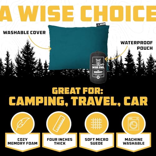 Wise Owl Outfitters Camping Pillow – Memory Foam Travel Pillow for Airplane Sleeping, Hiking, Backpacking & Outdoor Use - Small & Portable for Adults, Car, Camp & Tent - color: Green, size: Small