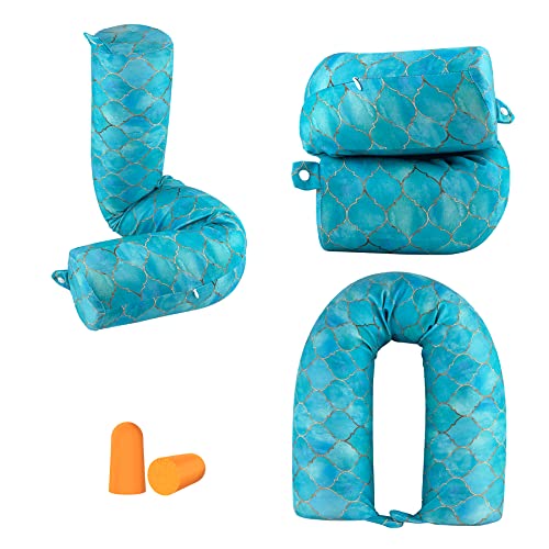 bvya Twist Memory Foam Travel Pillow for Neck, Chin, Lumbar and Leg Support-for Travling on Airplane, Train, Bus or at Home-Adjustable, Bendable Roll Pillow with Washable Cover - color: A
