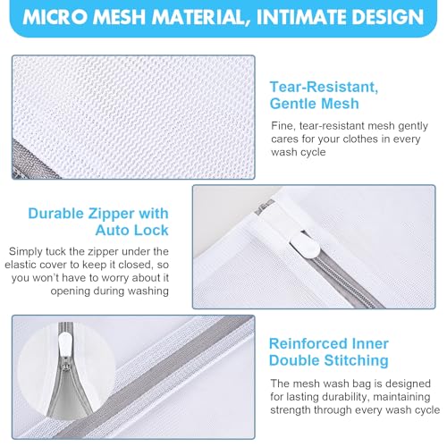 Mesh Laundry Bags for Delicates, 3 Pack Laundry Bags Mesh Wash Bags in 3 Sizes(1 Large, 1 Medium, 1 Small), Durable and Gentle Lingerie Bags for Washing Delicates, Garment Bag for Washing Machine - style: Fine Mesh