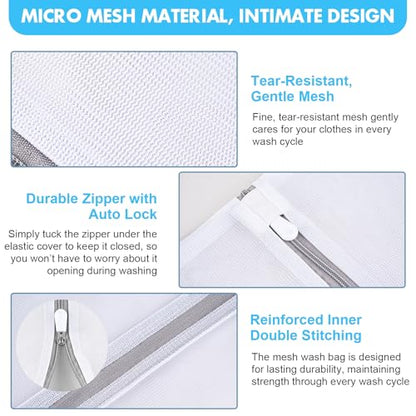 Mesh Laundry Bags for Delicates, 3 Pack Laundry Bags Mesh Wash Bags in 3 Sizes(1 Large, 1 Medium, 1 Small), Durable and Gentle Lingerie Bags for Washing Delicates, Garment Bag for Washing Machine - style: Fine Mesh