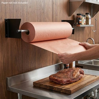 2-Pack Wall Mount Roll Rack Holder & Butcher Paper Dispenser - Heavy Duty Adjustable 28 to 60 Inch - Bubble Wrap Dispenser, Kraft Paper Roll Holder & Vinyl Wrap Holder (100 Lb Capacity)
